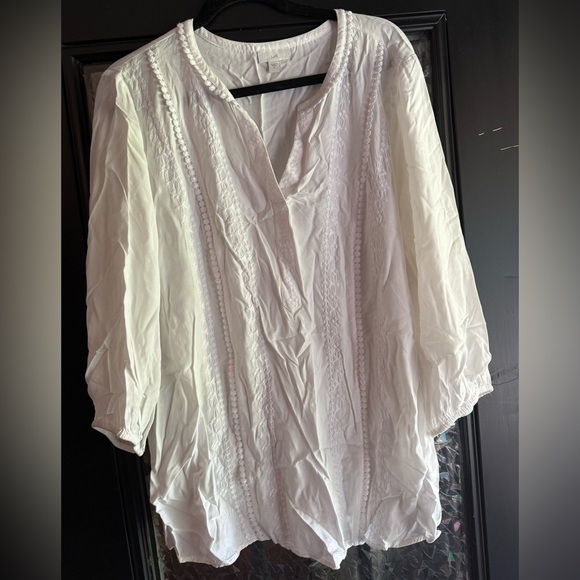 J. Jill Tops - J Jill Women XL Top Blouse White Boho Summer Vacation Flowy Casual Cool Travel